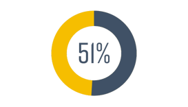 Pie chart visual with blue and yellow showing 51%